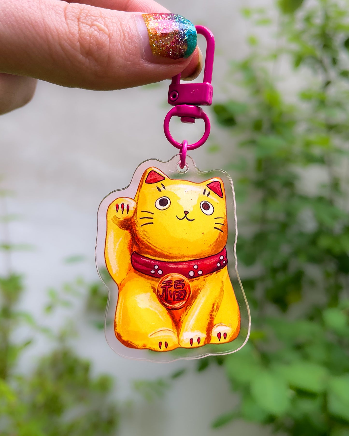 Yellow Lucky Cat – Acrylic Charm