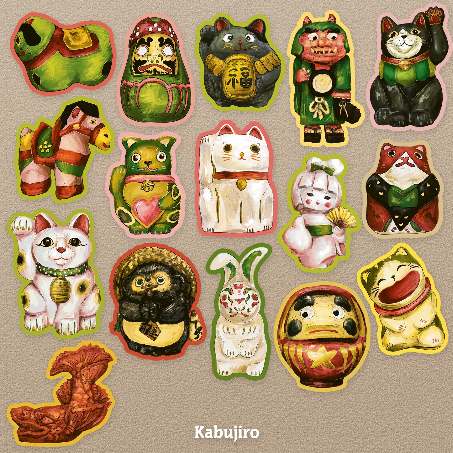 Japanese Dolls Sticker Set