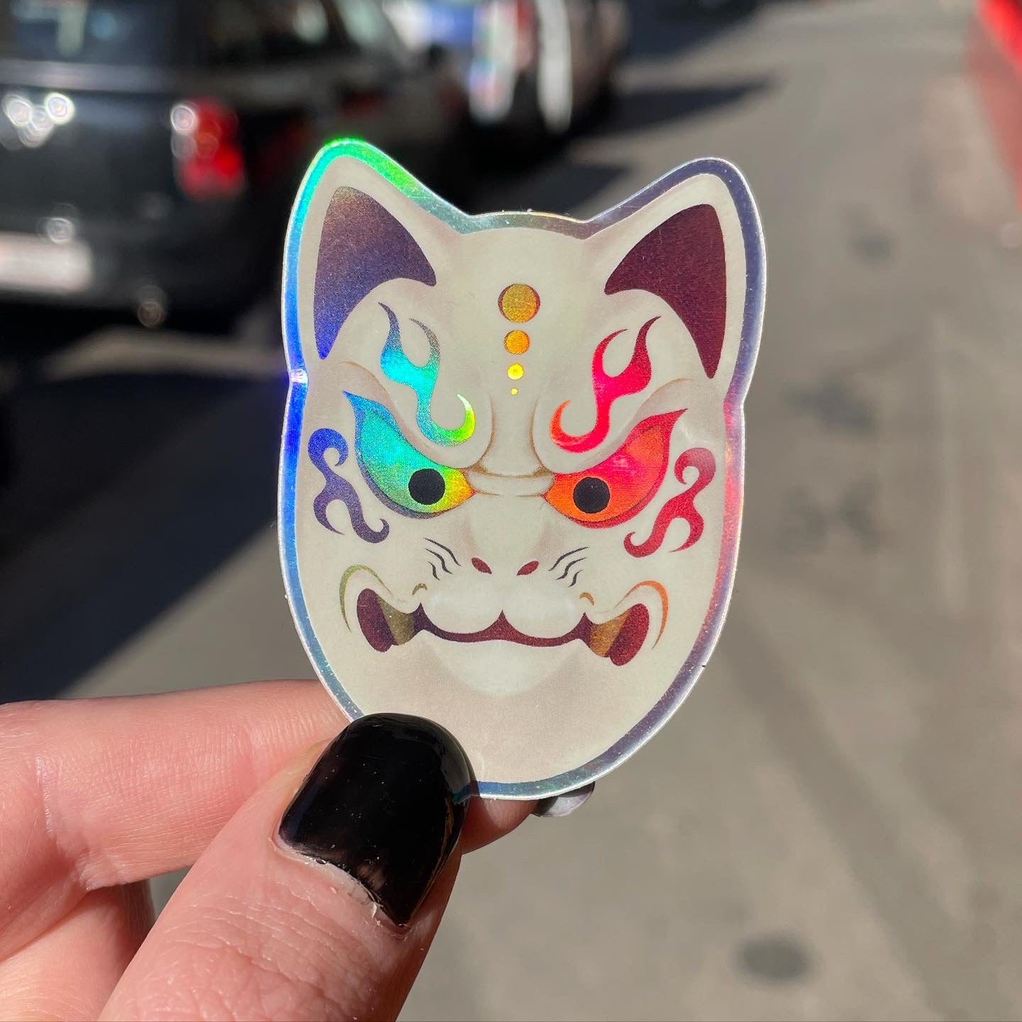 Kitsune Mask – Holographic Sticker