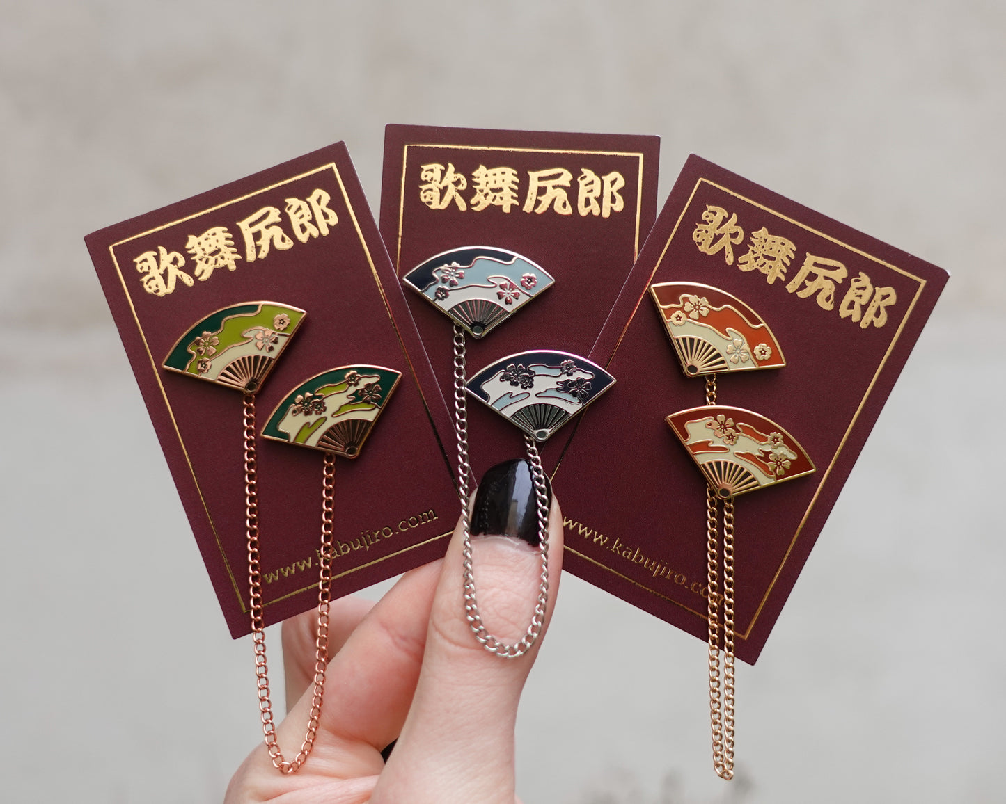 Japanese Dance Fans Collar Pin Set