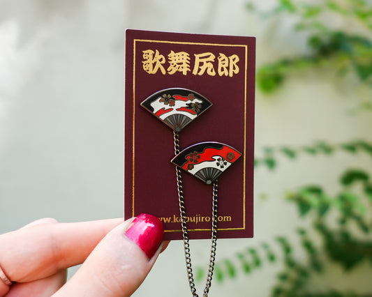 Japanese Dance Fans Collar Pin Set