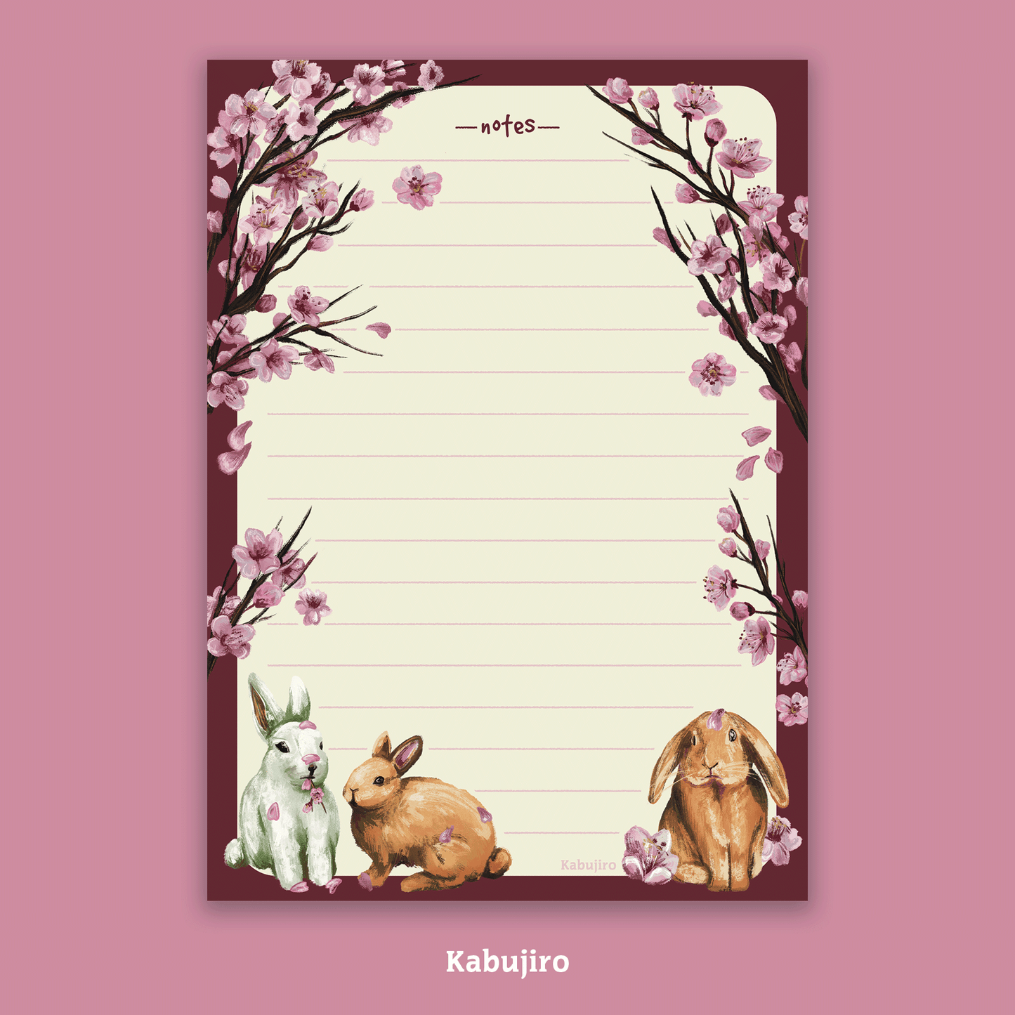 Sakura Bunnies – A6 Lined Notepad