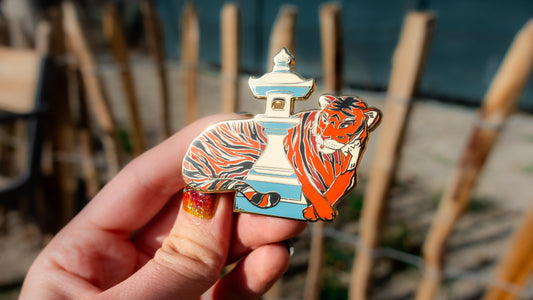 Lantern Tiger – Japanese Shrine Animals Enamel Pin