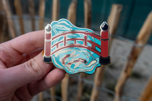 Koi Pond Bridge – Japanese Shrine Animals Enamel Pin