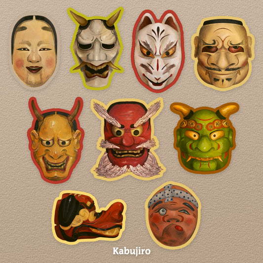 Japanese Masks Sticker Set