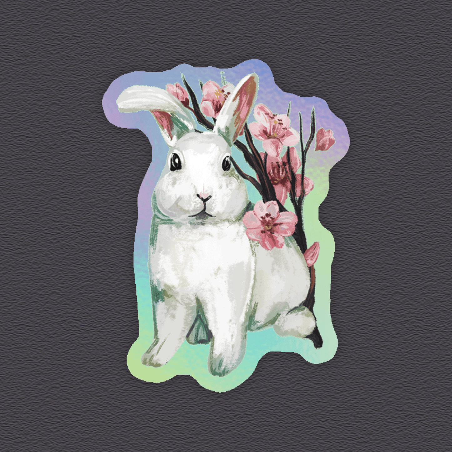 Sakura Bunny Teal – Holographic Sticker