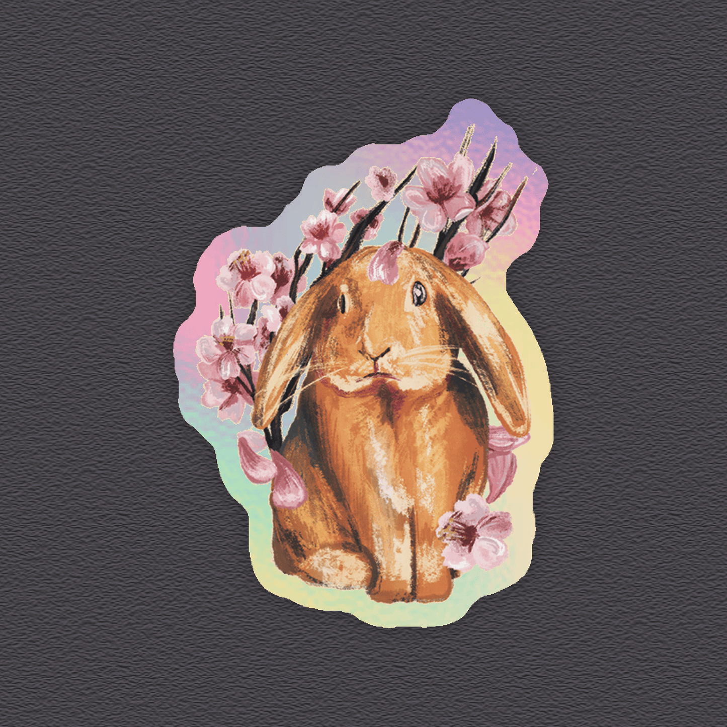 Sakura Bunny Orange – Holographic Sticker