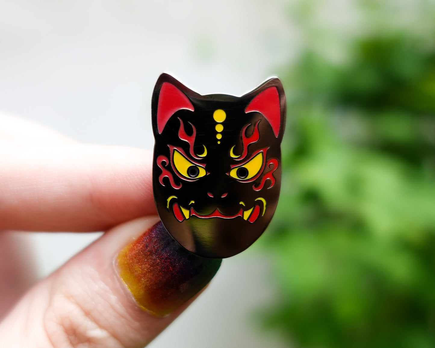 Kitsune Mask Enamel Pin – Gold, Silver, Black