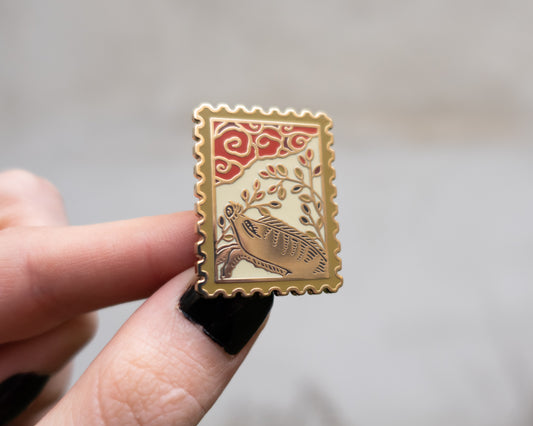 Japanese Hanafuda Stamp Enamel Pin – Wild Boar