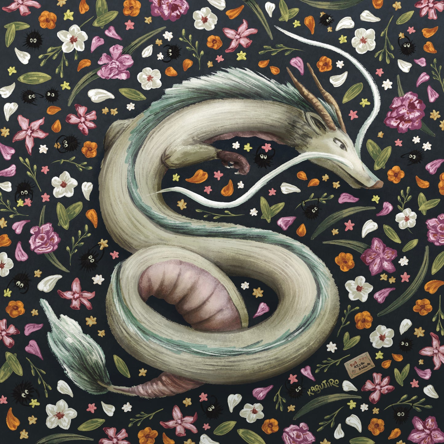 Floral Dragon Art Print – Square