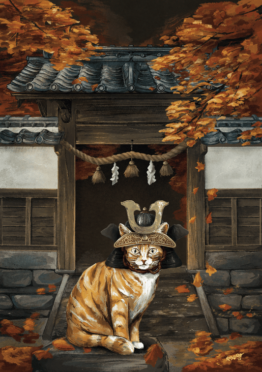 Autumn Cat – Four Seasons Postcard