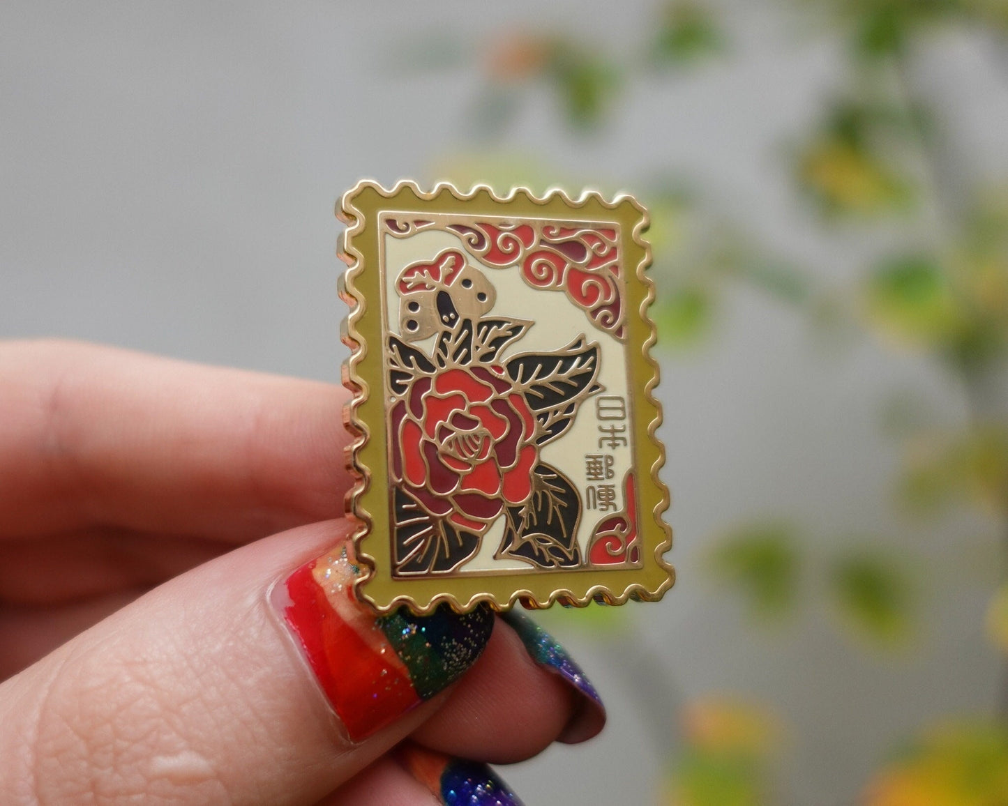 Japanese Hanafuda Stamp Enamel Pin – Butterflies