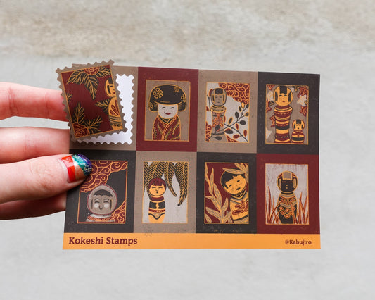 Kokeshi Stamps – Japanese Sticker Sheet