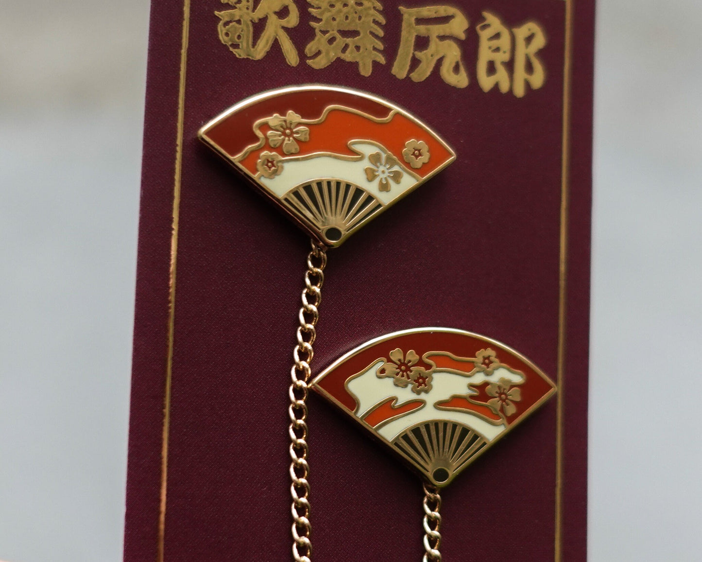 Japanese Dance Fans Collar Pin Set