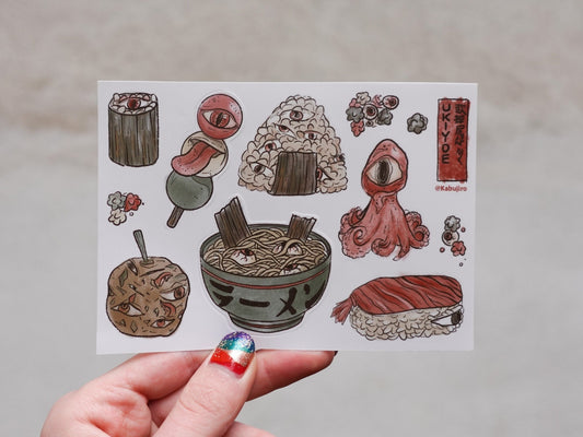Yokai Ramen – Stickersheet with 11 Japan inspired Stickers [Ghost Ramen, Dango, Onigiri, Takoyaki, Sushi]